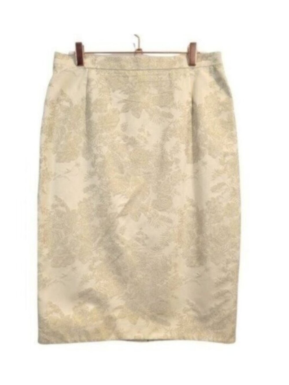 Escada | Floral Gold Ivory Lined Pencil Skirt